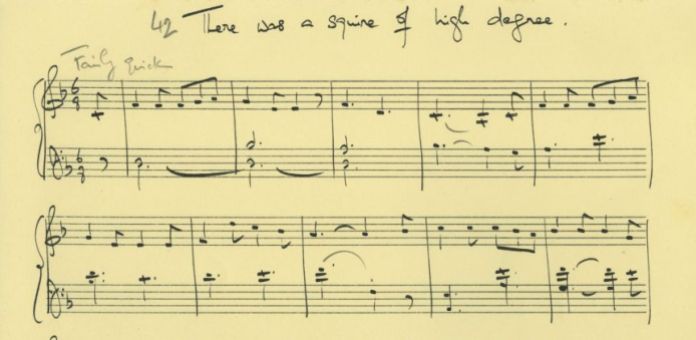 English folk-tunes arranged for piano (?1950s or 1960s): There was a squire of high degree [Copyright Holst Foundation]